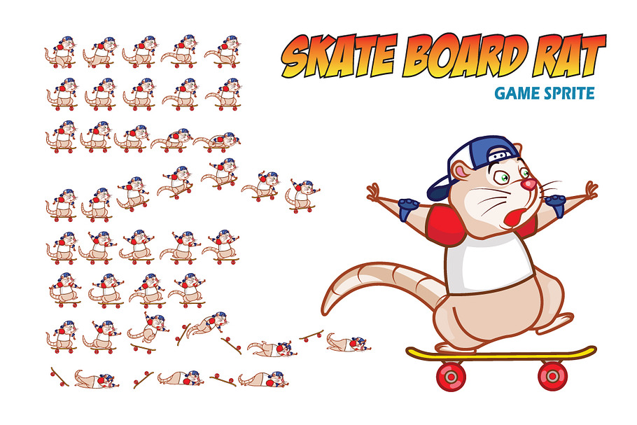 Skate Board Rat Game Sprite in Illustrations - product preview 8