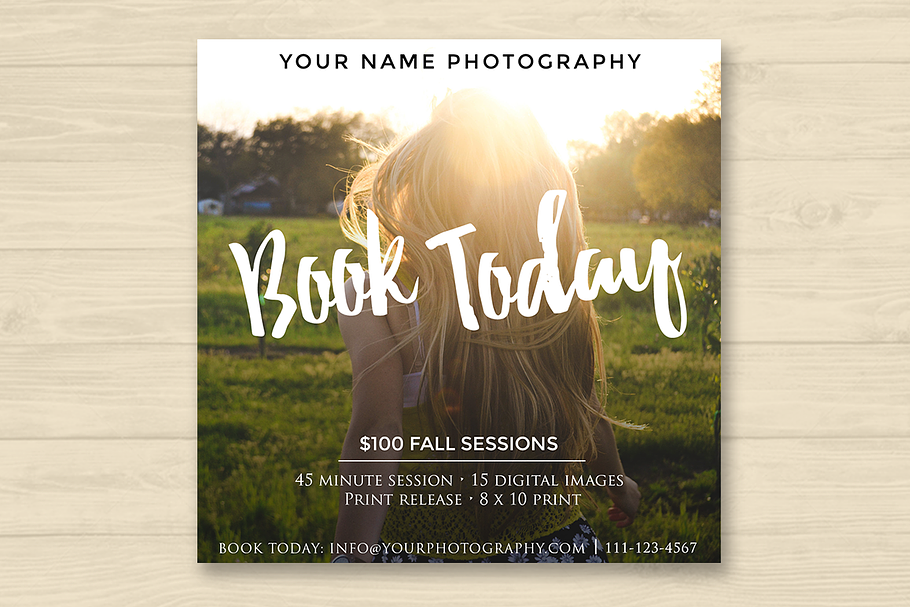 Photographer Fall Booking Ad in Flyer Templates - product preview 8