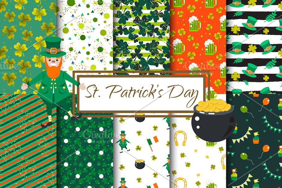 "St. Patrick's Day" Vector Patterns