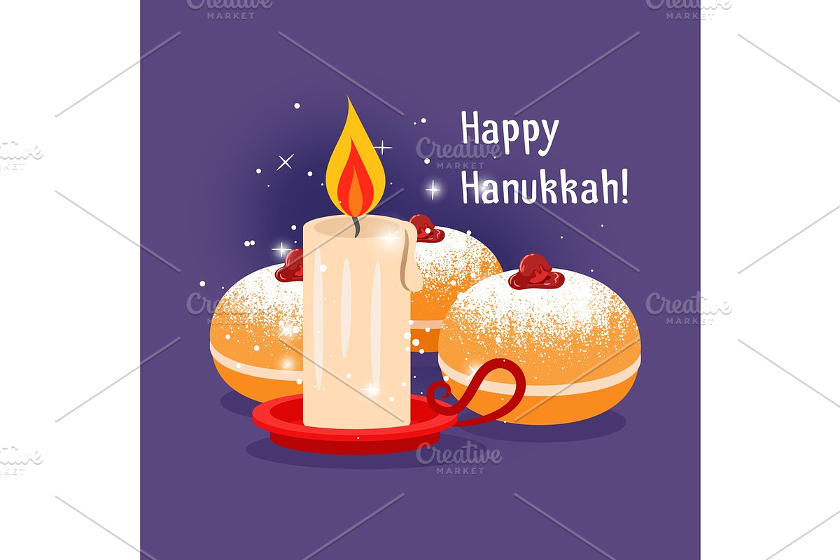Candle and jewish baking hanukkah illustration in Objects - product preview 8
