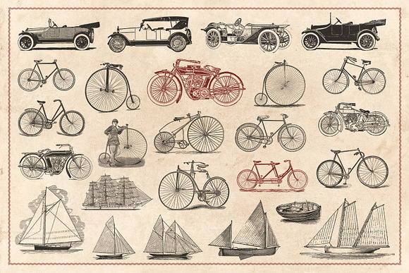 100 Vintage Vehicles (Vector) in Illustrations - product preview 3