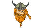 Norseman Viking Warrior Head Drawing