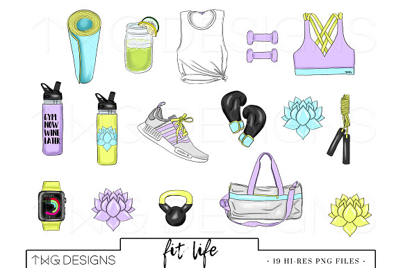 Fashion Girl Fitness Outfit Clip Art in Illustrations - product preview 1