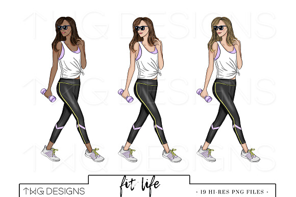Fashion Girl Fitness Outfit Clip Art in Illustrations - product preview 2