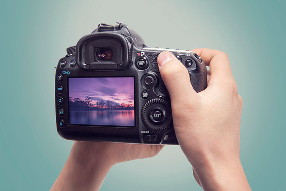 Photorealistic DSLR Camer Mockup in Mockup Templates - product preview 3