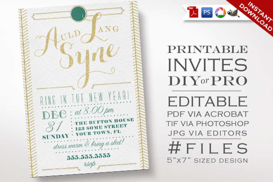 New Years Invitation - Art Deco in Card Templates - product preview 8