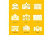 Municipal buildings white icons