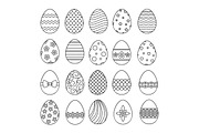 Happy easter eggs thin line icons
