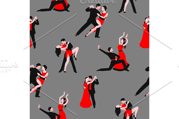 Couples dancing latin american romantic couples seamless pattern