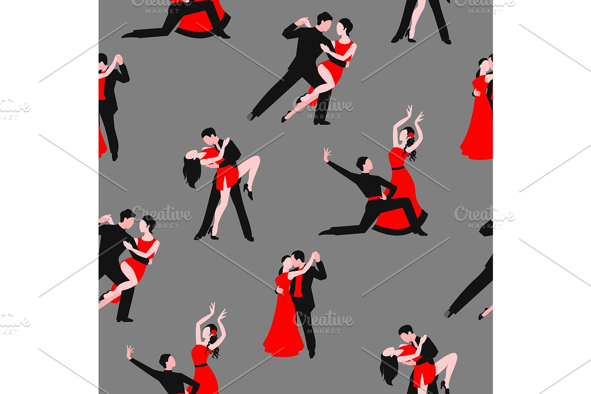 Couples dancing latin american romantic couples seamless pattern in Objects - product preview 8