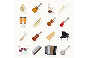 Musical instruments stickers set