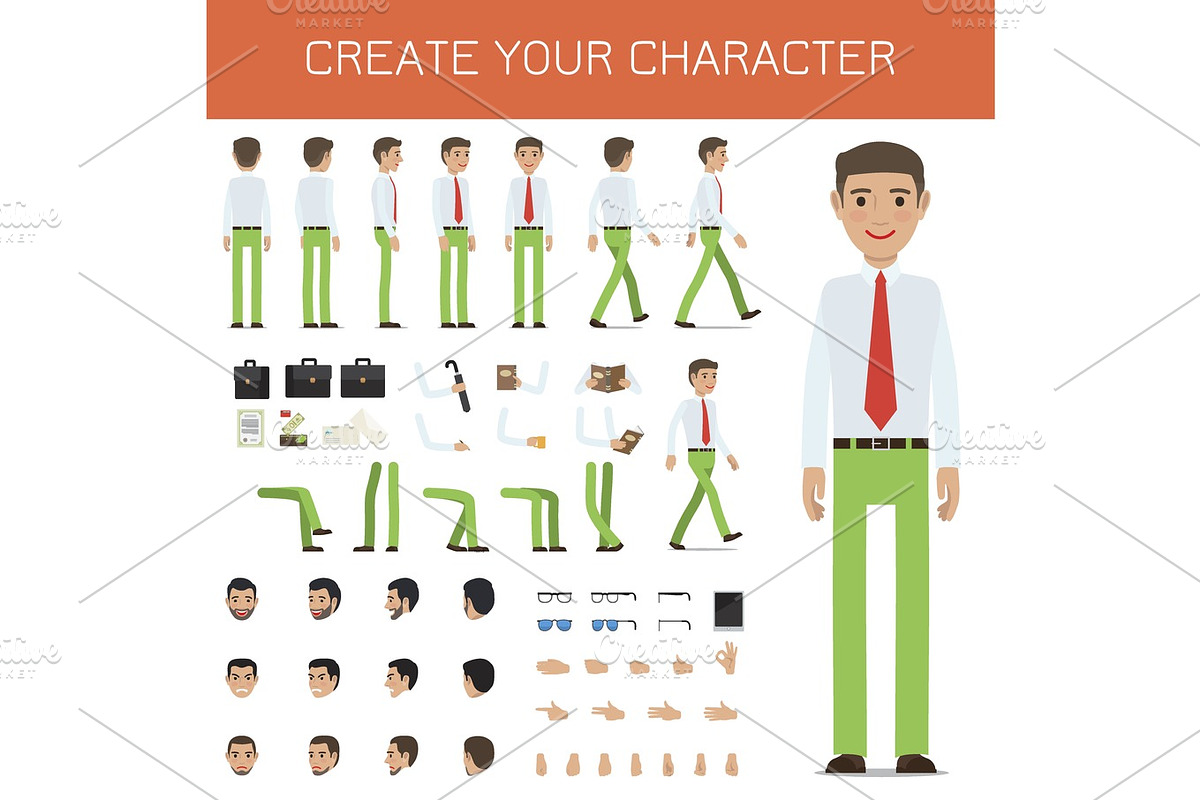 Create Your Character Businessman Collection. in Illustrations - product preview 8