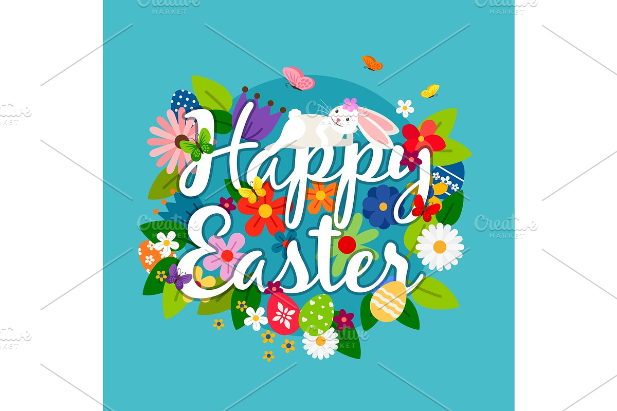 Happy easter card emblem in Illustrations - product preview 8