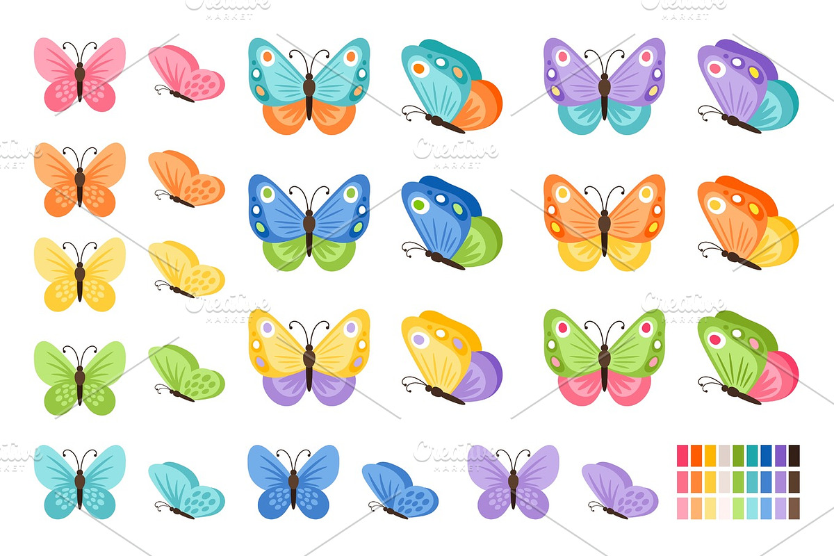 Watercolor butterflies icons in Illustrations - product preview 8