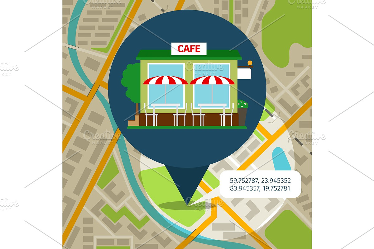 Cafe location map in Illustrations - product preview 8