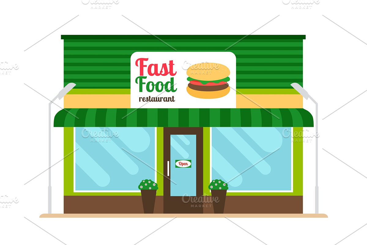 Fast food restaurant store front in Illustrations - product preview 8
