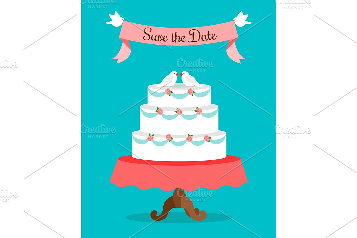 Save the date greeting card template in Illustrations - product preview 8