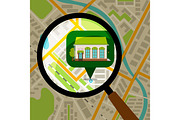 Supermarket location at city map
