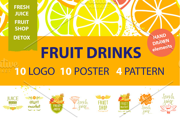 Fruit shop logo and background