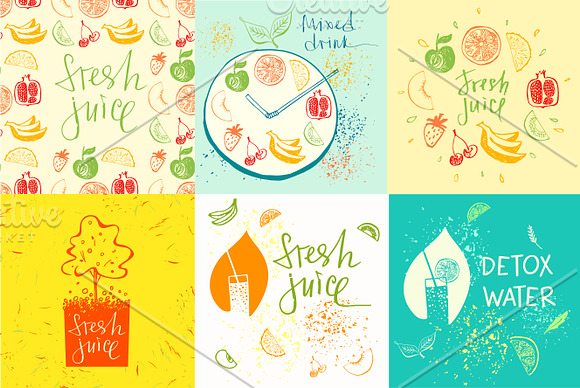 Fruit shop logo and background in Illustrations - product preview 1