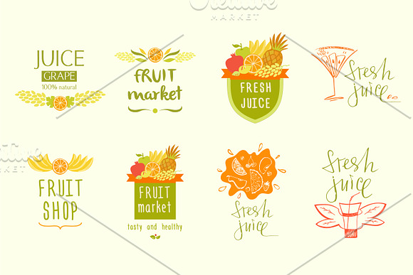 Fruit shop logo and background in Illustrations - product preview 4