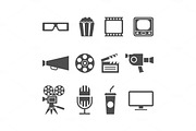 vector black movie icons set