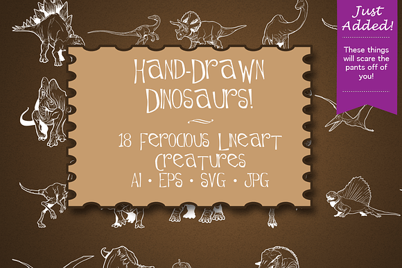 Hand Drawn Dinosaurs in Illustrations - product preview 2