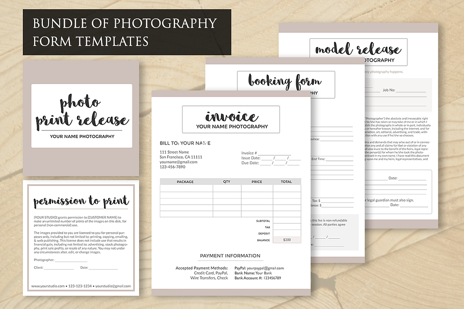Photography Forms PSD Templates Set