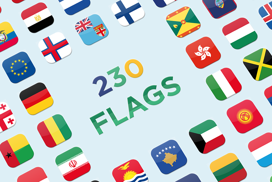 230 Rounded World Flags