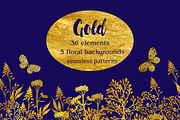 Gold clipart. seamless patterns