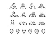 Maps and pins icons
