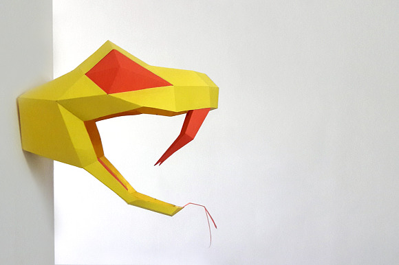 DIY Snake Head Trophy -3d papercraft in Templates - product preview 1