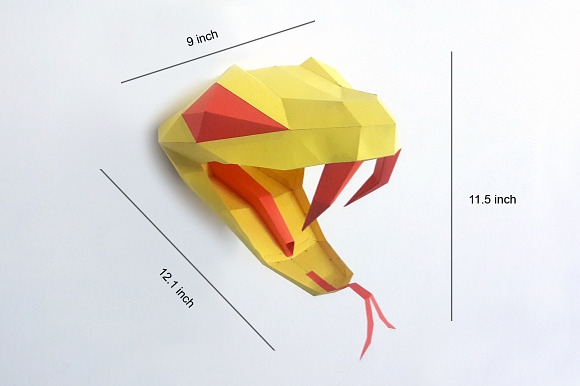 DIY Snake Head Trophy -3d papercraft in Templates - product preview 3