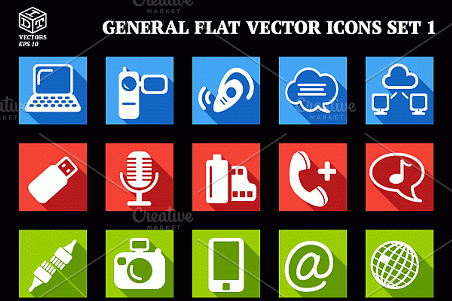 General Flat Vector Icons - 4 Packs