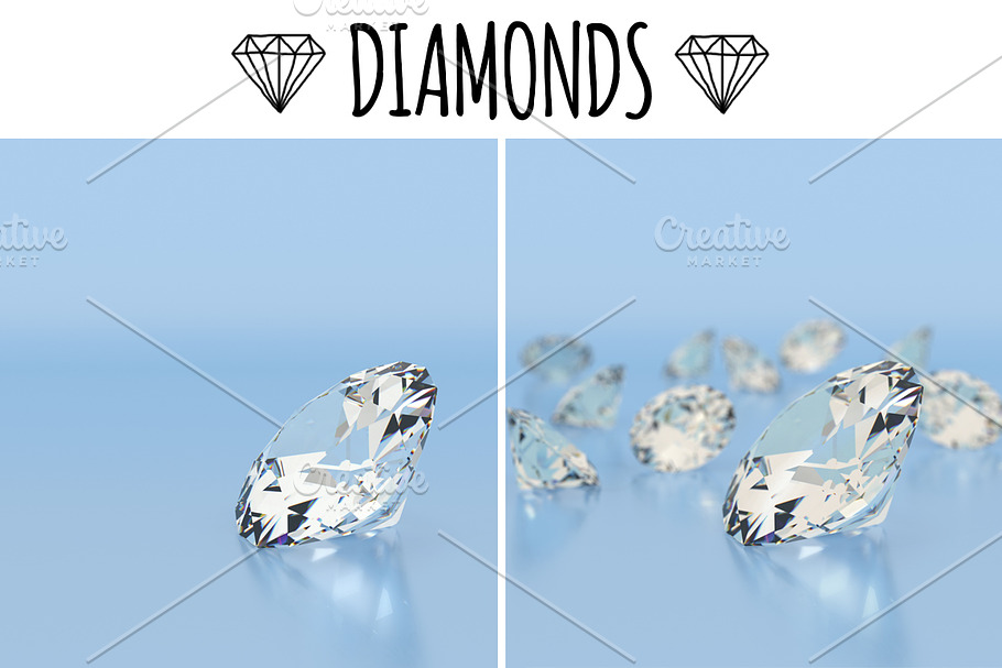 Diamonds on blue background in Objects - product preview 8