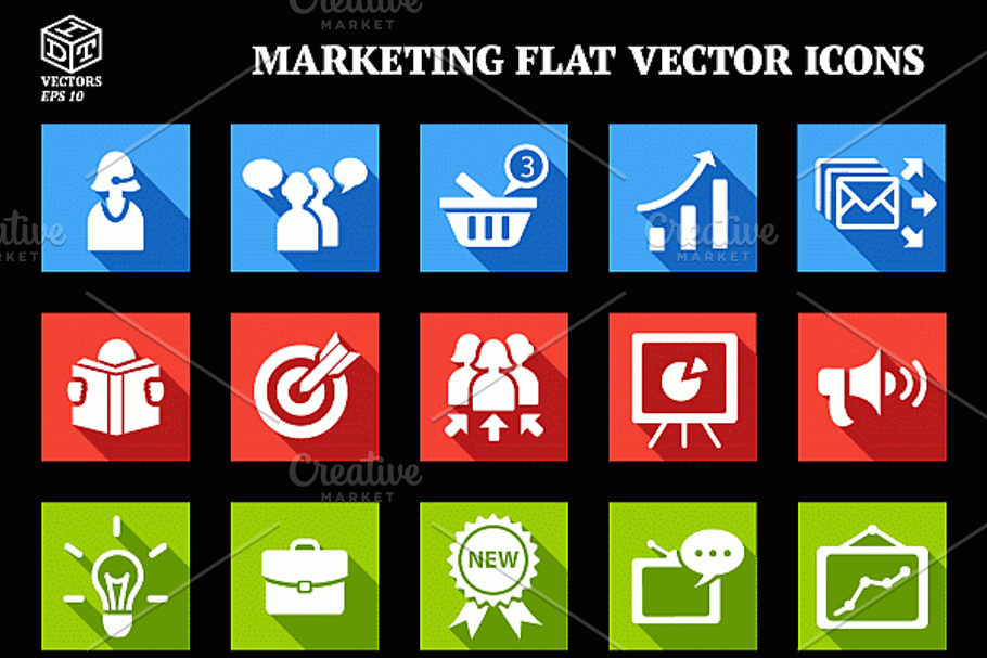 Marketing Flat Vector Icons