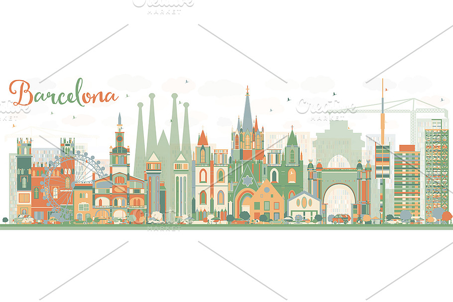 Abstract Barcelona Skyline  in Illustrations - product preview 8