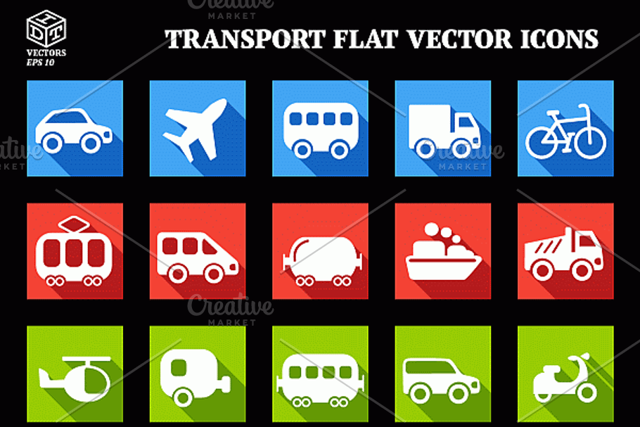 Transport Flat Vector Icons in Graphics - product preview 8