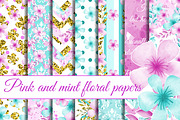 Floral patterns in pink and mint
