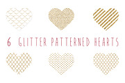 Glitter patterned gold hearts clip a