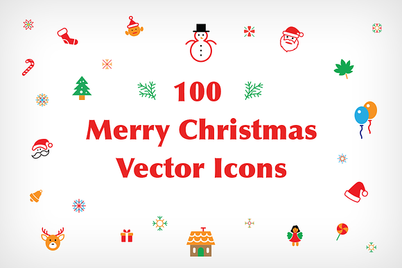100 Merry Christmas Vector Icons in Graphics - product preview 2