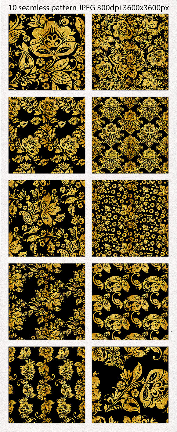 Floral gold seamless pattern in Patterns - product preview 1