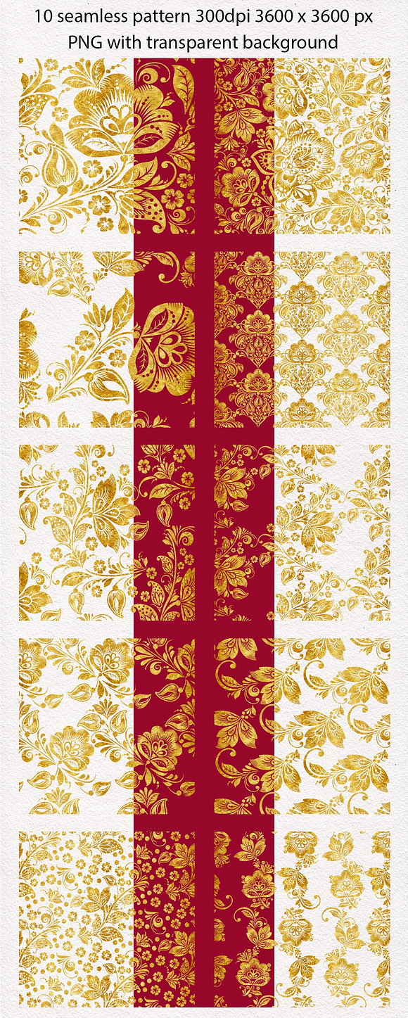 Floral gold seamless pattern in Patterns - product preview 2