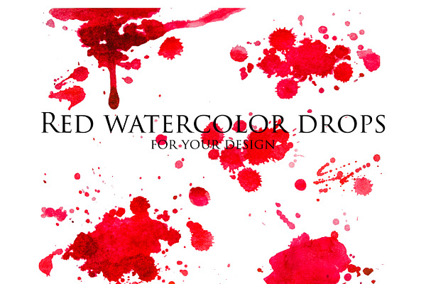 Red watercolor drops