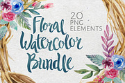 Floral and Wreath Watercolor Bundle 