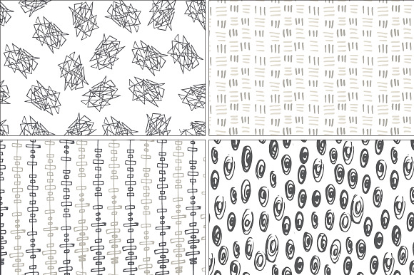 Hand drawn seamless pattern set  in Patterns - product preview 1
