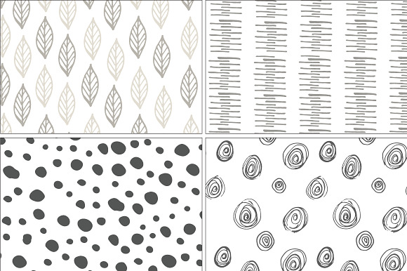 Hand drawn seamless pattern set  in Patterns - product preview 3