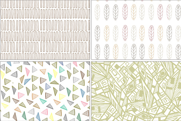 Hand drawn seamless pattern set  in Patterns - product preview 4