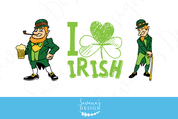 Leprechaun and I heart Irish Clipart