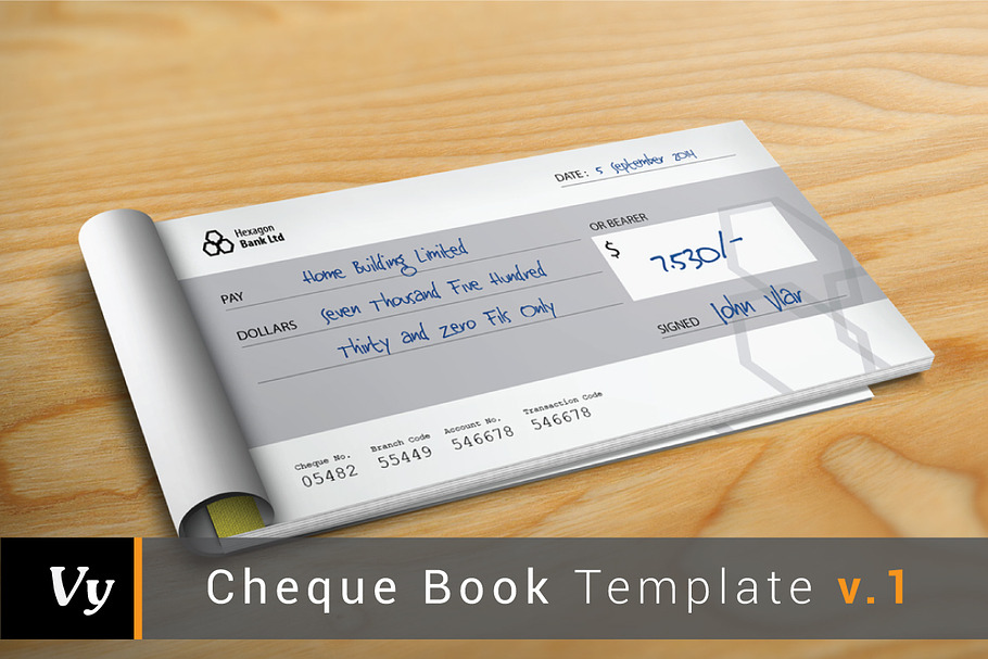 Cheque/Check Book Template v.01 in Stationery Templates - product preview 8